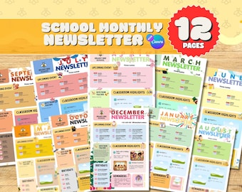 Monthly Newsletter Template Editable School 12 Months Newsletter Teacher- Parents Communication Canva Editable Template Newsletter