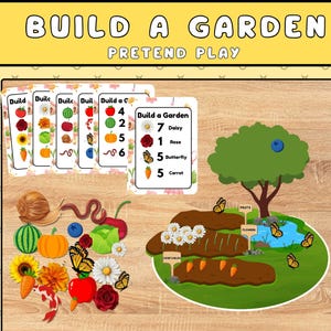Build A Garden, Pretend Play, Preschool Printable, Busy Book, Kindergarten Printable, Toddler Activity, Preschool Activity Instant Download