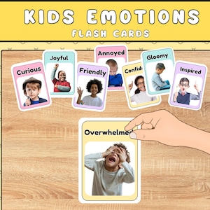 Kids Photo Emotions Flashcards, Printable Feelings Flash Cards, Real Children Emotions, Educational Back to School Activity Montessori Toys
