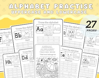 ABC Phonics Upper and Lowercase Tracing Worksheet Preschool Kindergarten Handwriting and Phonics Homeschool Activity Practice Letter Trace