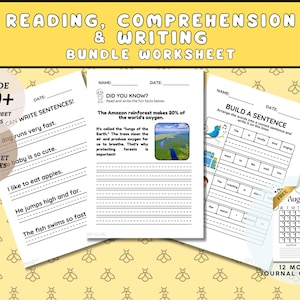 Writing Bundle Worksheets, Printable Sentences Writing Practice Activity, Elementary School Worksheets, Homeschool Activities