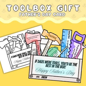 Toolbox Vatertagskarte Geschenk für Papa Sonntag Schule Druckbare Vatertag Färbung Basteln für Kinder Kirche Vorschule Grundkarte für Papa