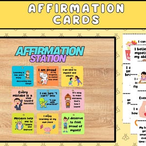 Affirmation Cards for Kids, Motivational Cards Poster, Kids Positivity Cards Kids, Montessori Flashcards, Daily Affirmation, Classroom Deco