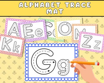 Alphabet Letter ABC Tracing Cards Preschool Homeschool Activity Worksheet Printable Alphabet Preschool Mat ABC Flashcard For Kids