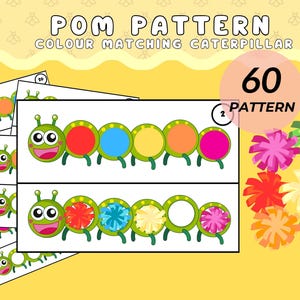 Pom Pattern Colour Matching Game Montessori Learning Toy Learning Special Need Printable For Preschool