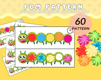 Pom Pattern Colour Matching Game Montessori Learning Toy Learning Special Need Printable For Preschool