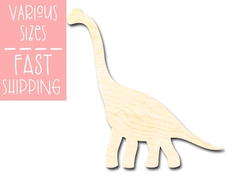 Brontosaurus Dinosaur Unfinished Wood Cutouts Animal Craft Supplies for Painting Laser Cut Cutout, Wood Shapes, Ready to Paint, Wood Crafts