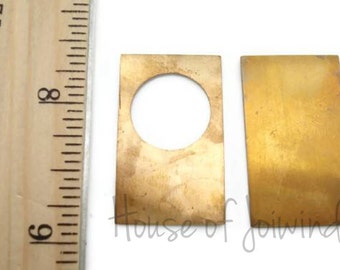 2 Sets - BRASS Stamping Blanks DOOR ROUND Cut-out Rectangle 33x20mm - Place Image Between Pieces for a Brilliant Charm, Necklace or Pendant