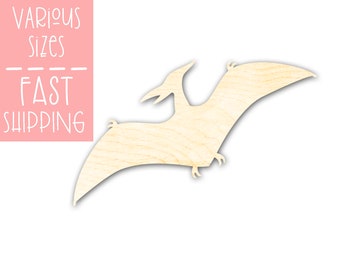 Pterodactyl Dinosaur Unfinished Wood Cutouts Animal Craft Supplies for Painting Laser Cut Cutout, Wood Shapes, Ready to Paint, Wood Crafts