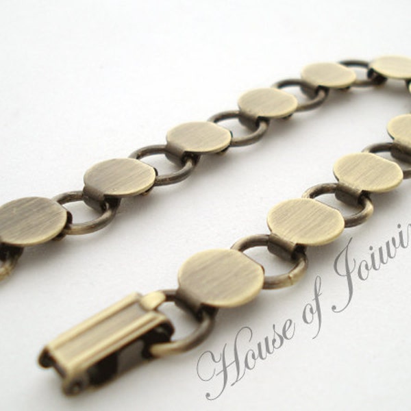 10 Pieces Glue Pad Disc Loop Bracelet Blank ANTIQUED BRASS Link Forms