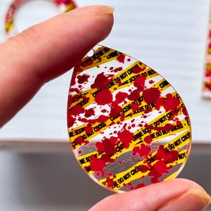 TRUE CRIME Pattern Acrylic Earring Blanks, Halloween Earring Blanks, Earring Findings, DIY Earrings