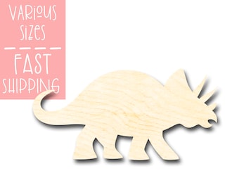 Triceratops Dinosaur Unfinished Wood Cutouts Animal Craft Supplies for Painting Laser Cut Cutout, Wood Shapes, Ready to Paint, Wood Crafts