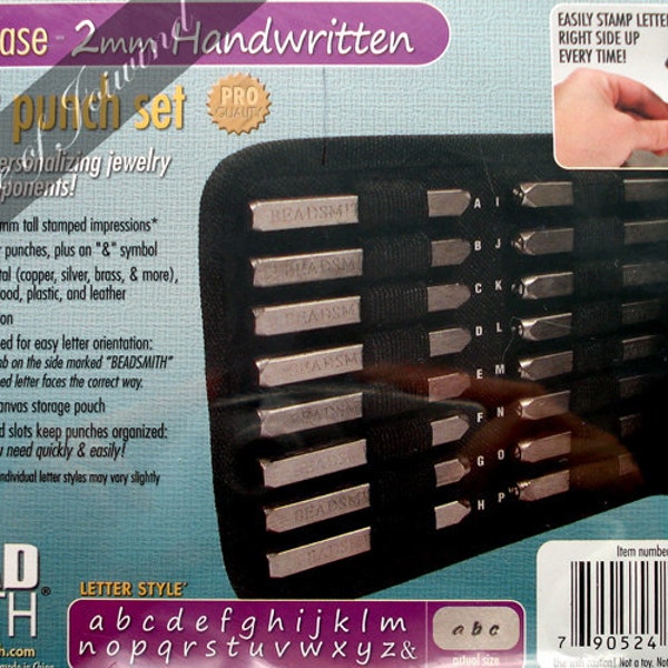 Metal Stamp Punch Set LOWERCASE 2mm HANDWRITTEN Font Alphabet 27 Pieces Stamping  Includes Case