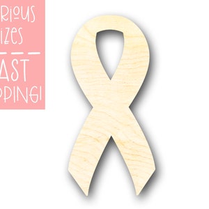 Awareness Ribbon Unfinished Wood Cutouts Animal Craft Supplies for Painting Laser Cut Cutout, Wood Shapes, Ready to Paint, Wood Crafts