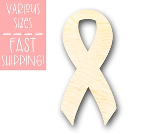 Awareness Ribbon Unfinished Wood Cutouts Animal Craft Supplies for Painting Laser Cut Cutout, Wood Shapes, Ready to Paint, Wood Crafts