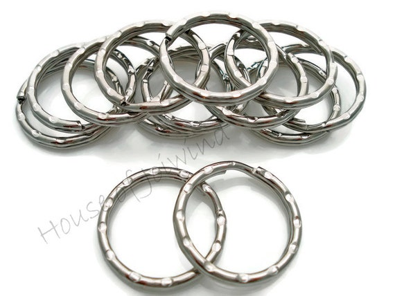 25 Pieces QUALITY 25mm / 1 Inch Hammered SPLIT KEY Rings for Keychains,  Purse Hardware 