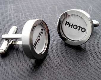 Photo Frame CUFFLINKS - Easy Customized Cufflink Bases - Cufflink Blanks - Silver tone Cufflink Bases, DIY Gift for Groomsman, Jewelry