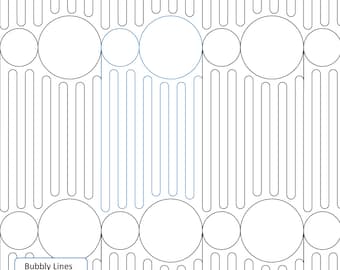 May include: A black and white geometric pattern with overlapping circles and vertical lines. The circles are arranged in a row and the lines are evenly spaced. The text "Bubbly Lines" and "juliehirt.com" is at the bottom of the image.