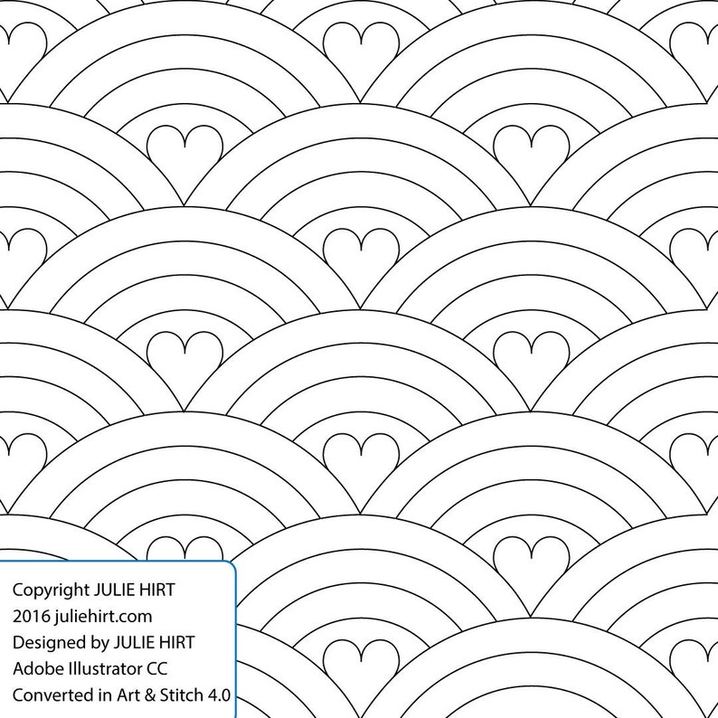 BAPTIST HEART FAN Clams Longarm Quilting Digital Pattern for Edge to Edge and Pantograph Handiquilter Gammill Statler Stitcher Bernina image 2