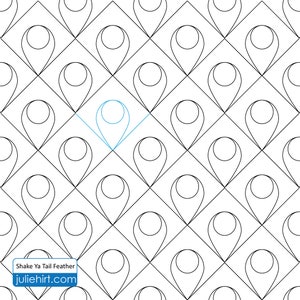 SHAKE Ya TAIL FEATHER - Langarm Quilten Digitales Muster, Pantograph Handiquilter Gammill Statler Stitcher Langarm