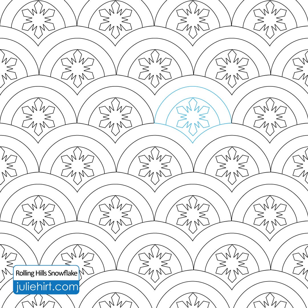ROLLING HILLS SNOWFLAKE Longarm Quilting Digital Pattern, Easy Edge to Edge Pantograph