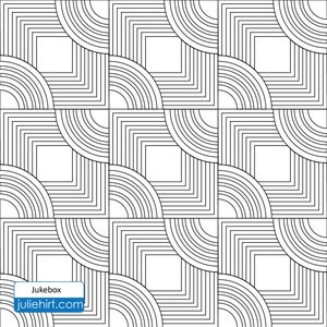 May include: Black and white geometric pattern with repeating curved lines and squares. The pattern is seamless and can be used for a variety of design projects.