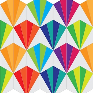 HEXIE TILES - All Four Sizes 2&quot; 3&quot; 4&quot; 5&quot; Foundation Paper Piecing Pattern for Sewing Projects or Quilt Blocks PDF Instant Download