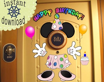 Download Now: Birthday Minnie Disney Cruise Door Magnet Design - Use as Disney Cruise Door Decorations and Clip Art