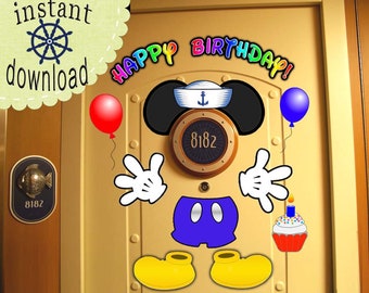 Download Now: Birthday Sailor Mickey Disney Cruise Door Magnet Design - Use as Disney Cruise Door Decorations and Clip Art