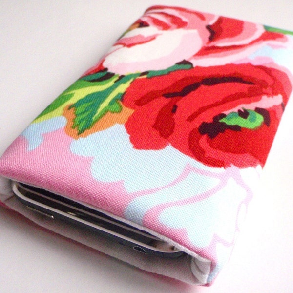 SALE - WATER RESISTANT PADDED iPod/iPhone Sleeve-DAMASK ROSE