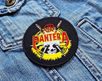 Pantera Gold Round Us Metal Band 382739 Embroidered Patch Badge Applique Iron on