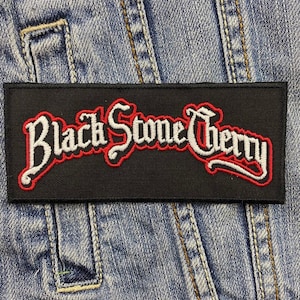 Broderad lapp med applikation, strykbar design, Black Star Riders