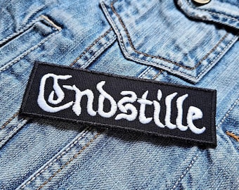Endstille Silver Black Metal 382071 Embroidered Patch Badge Applique Iron on