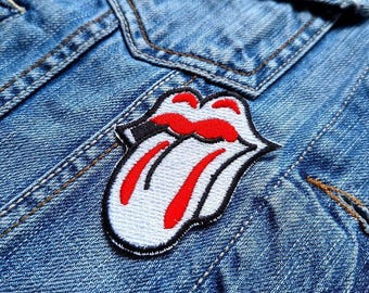 Rolling Stones White Red Embroidered Patch Badge Applique Iron on