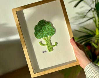 Mosaic Wall Art in a frame with a picture of a Broccoli