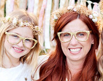 Set of 2 halos Dried Flower Crowns Mommy Me photo shoot summer hair wreath blush babys breath Mother Daughter Wedding Bridal Accessories