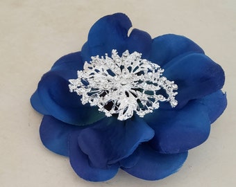 Cinco de Mayo floral hair comb Jeweled blue comb Mexican accessories Midnight destination wedding elope fiesta bridal Quinceanera headpiece