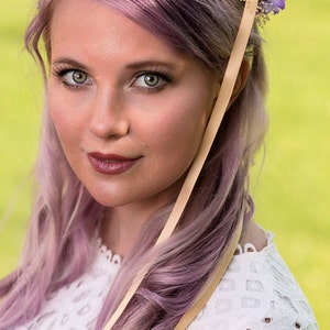 Lavender Flower crown elope Boho halo spring fashion headpiece bride hair Wreath vow renewal Babys Breath spring fairy accessories bridal image 2