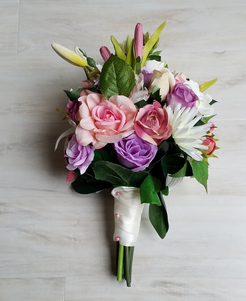 Vow renewal bouquet pink Silk wedding flowers recreate Etsy