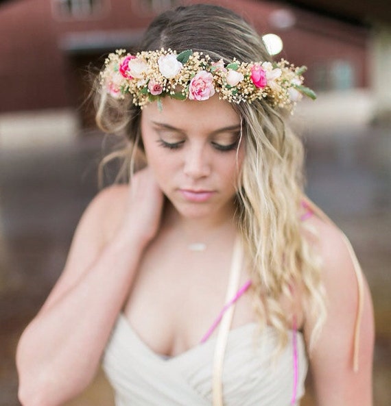 Corona de flores de primavera, tiara de flores para niños pequeños, corona  floral para bebés, halo de flores, corona de flores boho, corona de niña de  flores, corona de cabello floral 