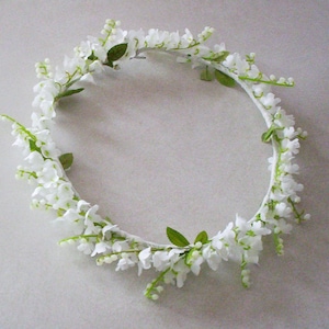 Wedding Flower Crown Lily of the Valley bridal veil accessories Flower girl Halo headpiece hair wreath lilly silk flowers hair wreath.