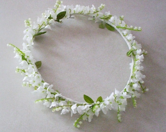 Wedding Flower Crown Lily of the Valley bridal veil accessories Flower girl Halo headpiece hair wreath lilly