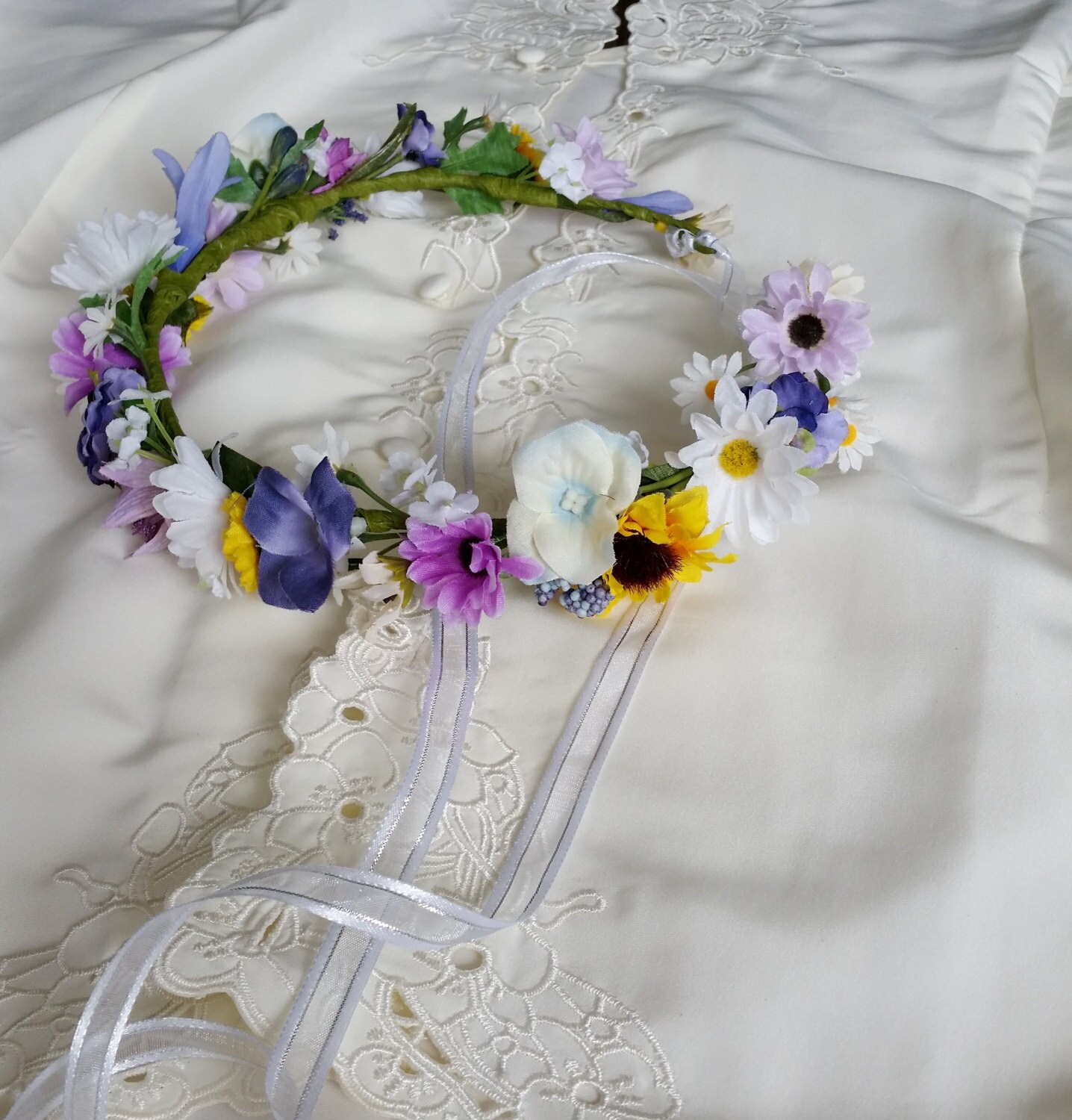 Cornflower blue hair wreath Set of 2 Bridal flower crown set Etsy