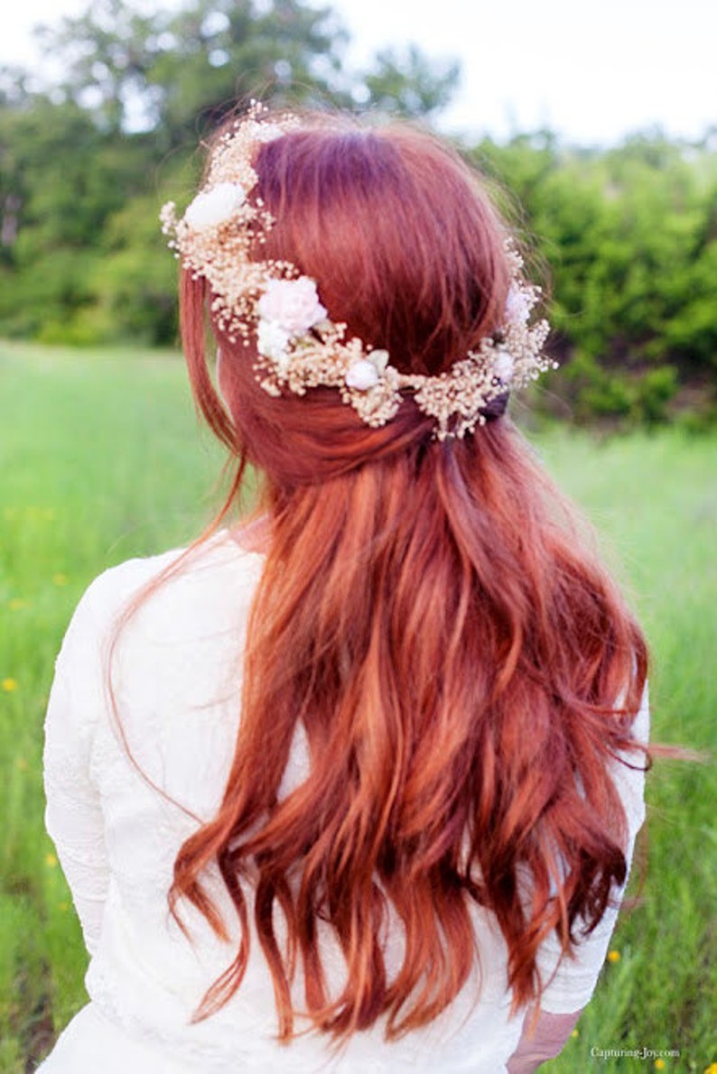 Mother Daughter Dried Flower Crowns Set of 2 Silk Blush Peach Etsy