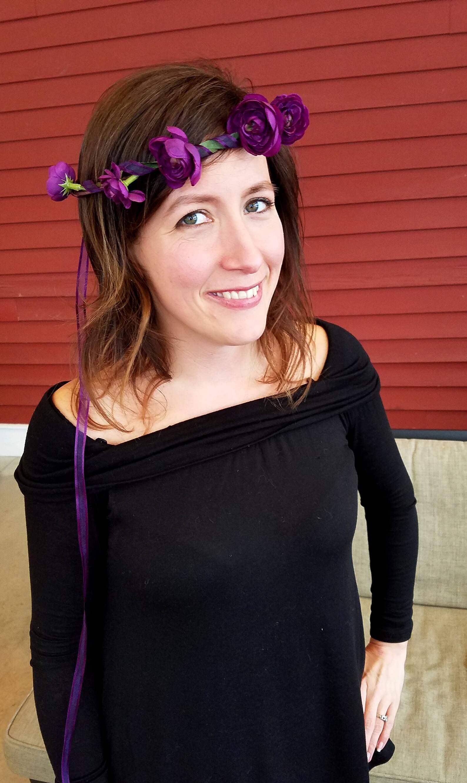 Purple Flower Crown Wedding Head Wreath Bridal Elopement Halo Etsy