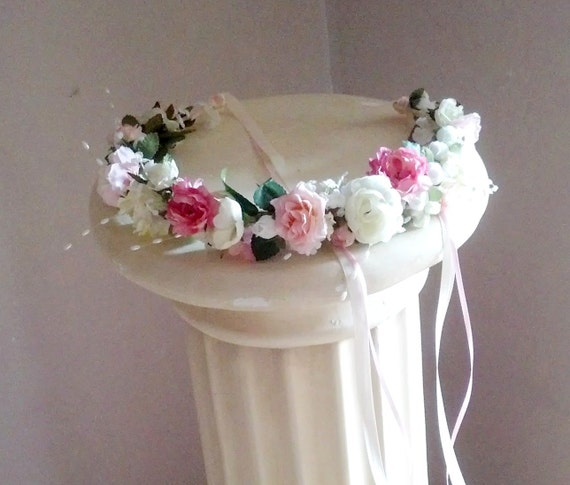 Bridal Flower Crown Destination Wedding Hair Accessories Pink Etsy