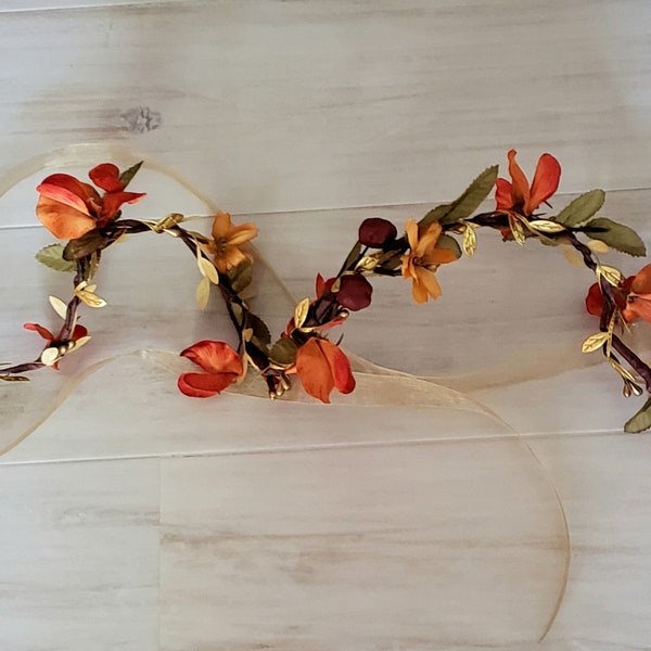 Prom Coral Fairy Arm cuff orange Flower wrap vine silk floral wedding corsage serpentine Elf accessories ivy ArmBand Cosplay hair braid