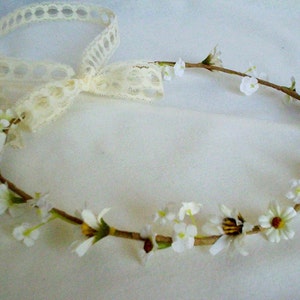 Flower crown ivory daisy hair wreath bridal vow renewal summer wedding accesories little girl halo Presentation ball engagement party image 6