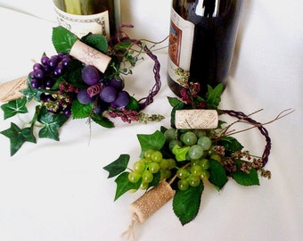 2 Wedding Centerpieces Vineyard Winery Decor Wine Bottle Topper by AmoreBride Set of 6 Rustic Woodland Cork Grape bridal accessories bridal