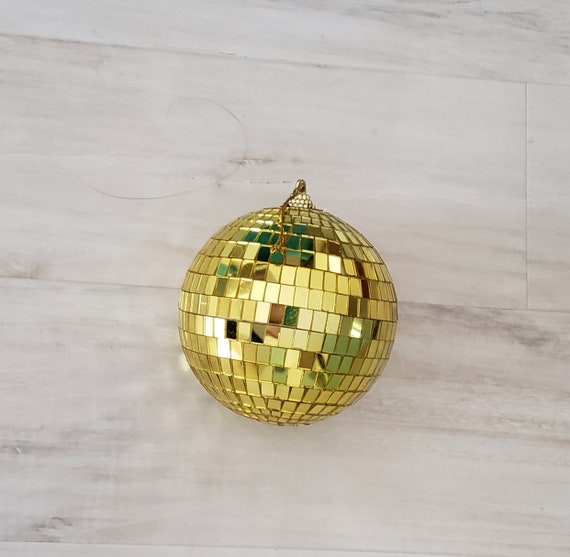 Gold Disco Ball Cake Topper 4 Inch Silver Mirror Ball 60th